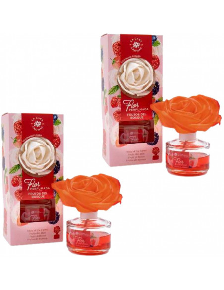 LA CASA DE LOS AROMAS FLOR PERFUMADA Dyfuzor zapachowy w formie kwiatu CZERWONE OWOCE 65 ml, pakiet 2 opakowań