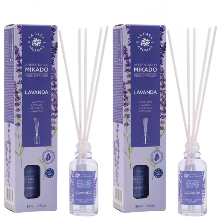 LA CASA DE LOS AROMAS Patyczki zapachowe LAWENDA 30 ml, pakiet 2 opakowań 