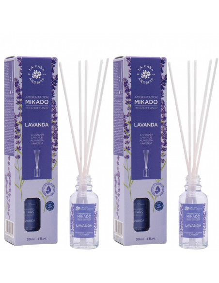 LA CASA DE LOS AROMAS Patyczki zapachowe LAWENDA 30 ml, pakiet 2 opakowań 