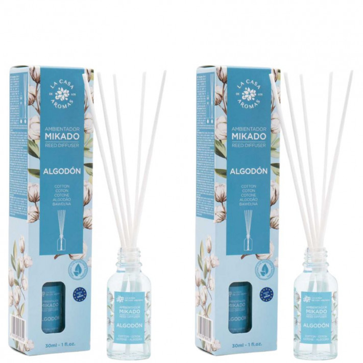 LA CASA DE LOS AROMAS Patyczki zapachowe BAWEŁNA 30 ml, pakiet 2 opakowań 