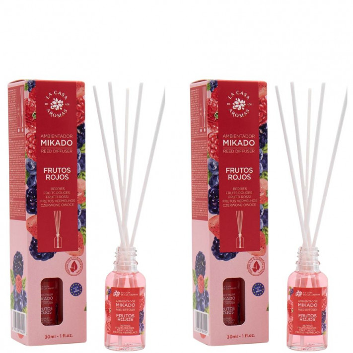 LA CASA DE LOS AROMAS Patyczki zapachowe CZERWONE OWOCE 30 ml, pakiet 2 opakowań 