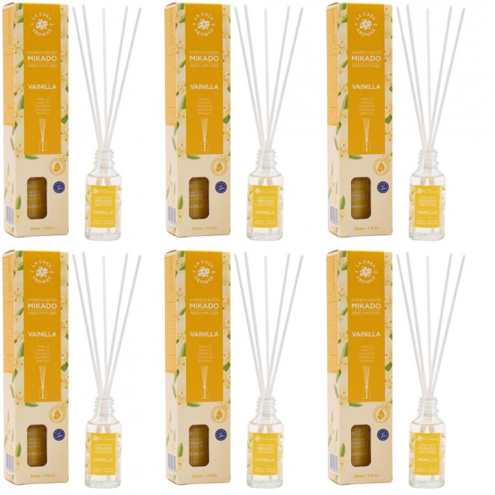LA CASA DE LOS AROMAS Patyczki zapachowe WANILIA 30 ml, pakiet 6 opakowań