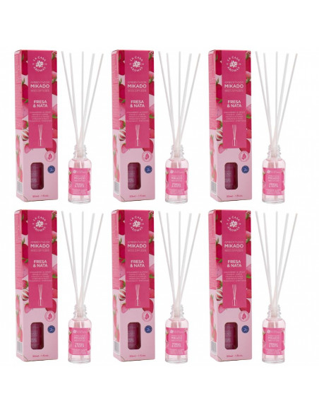 LA CASA DE LOS AROMAS Patyczki zapachowe TRUSKAWKI I ŚMIETANA 30 ml, pakiet 6 opakowań 