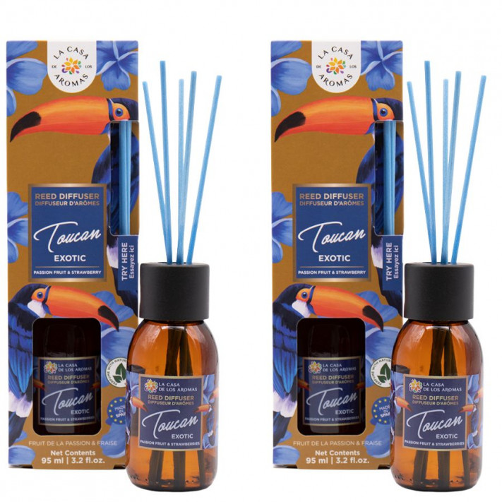  LA CASA DE LOS AROMAS SAFARI Patyczki zapachowe TOUCAN EXOTIC 95 ml, pakiet 2 opakowań