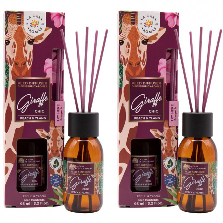 LA CASA DE LOS AROMAS SAFARI Patyczki zapachowe GIRAFFE CHIC 95 ml, pakiet 2 opakowań