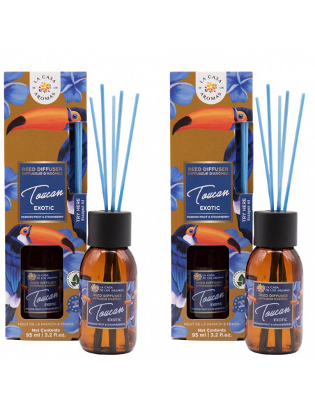  LA CASA DE LOS AROMAS SAFARI Patyczki zapachowe TOUCAN EXOTIC 95 ml, pakiet 2 opakowań
