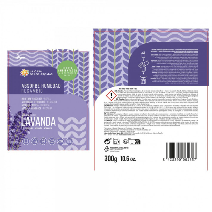 LA CASA DE LOS AROMAS Pochłaniacz wilgoci LAWENDA Zapas, 300 g