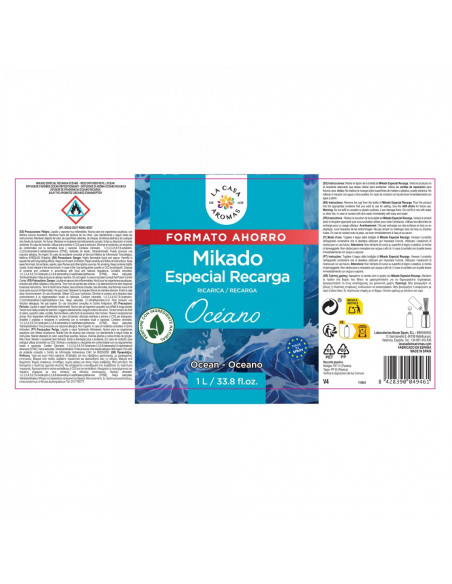 LA CASA DE LOS AROMAS INTENSO Płyn zapachowy OCEAN, 1000 ml zapas