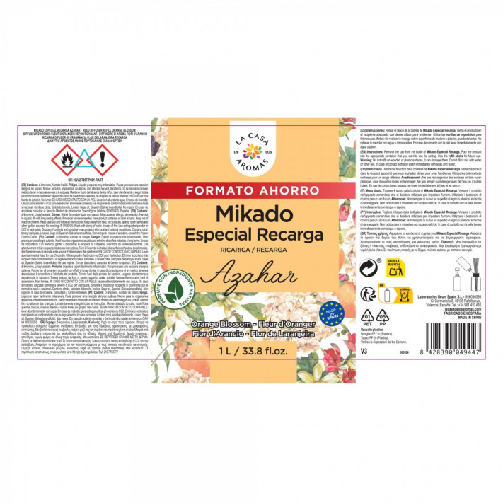 LA CASA DE LOS AROMAS INTENSO Płyn zapachowy KWIAT POMARAŃCZY, 1000 ml zapas