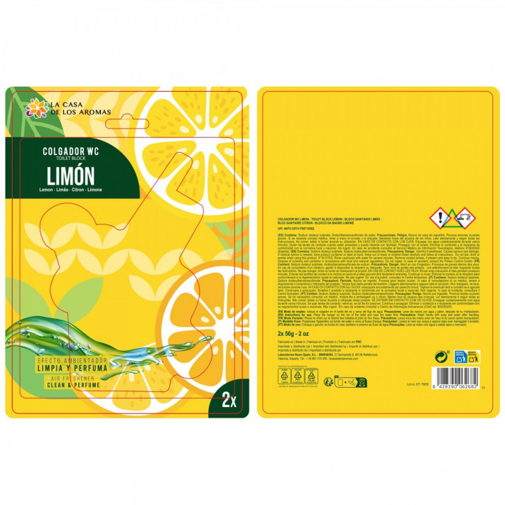 LA CASA DE LOS AROMAS Zawieszka do toalety LEMON, 2x56g