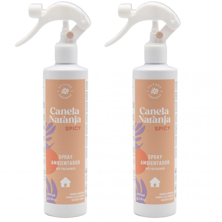 LA CASA DE LOS AROMAS Odświeżacz powietrza mgiełka CYNAMON POMARAŃCZA 300 ml, pakiet 2 sztuk
