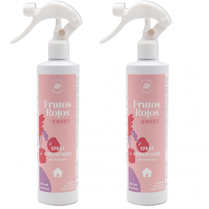 LA CASA DE LOS AROMAS Odświeżacz powietrza mgiełka CZERWONE OWOCE 300 ml, pakiet 2 sztuk