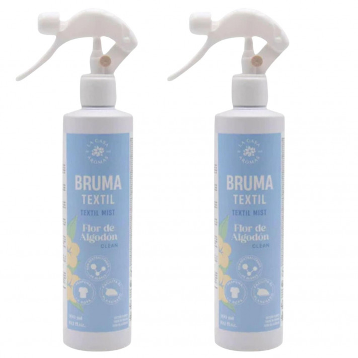 LA CASA DE LOS AROMAS Odświeżacz do tkanin, pościeli, dywanów 300 ml, pakiet 2 sztuk KWIAT BAWEŁNY