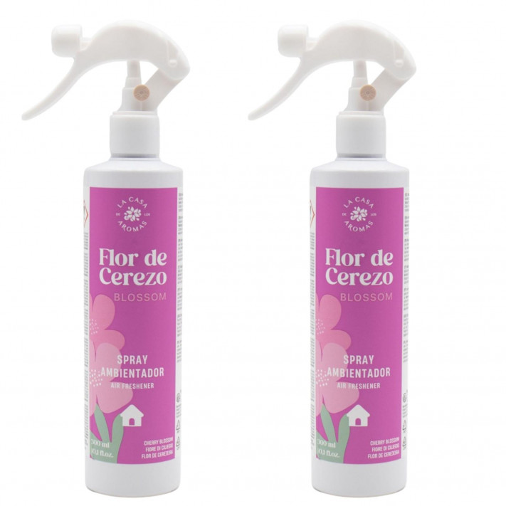 LA CASA DE LOS AROMAS Odświeżacz powietrza mgiełka KWIAT WIŚNI 300 ml, pakiet 2 sztuk