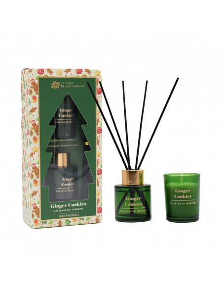 LA CASA DE LOS AROMAS X-MAS Zestaw świąteczny IMBIROWE CIASTECZKA patyczki zapachowe 50 ml + świeca 50 g