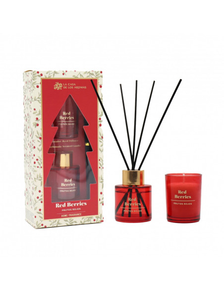 LA CASA DE LOS AROMAS X-MAS Zestaw świąteczny CZERWONE JAGODY patyczki zapachowe 50 ml + świeca 50 g