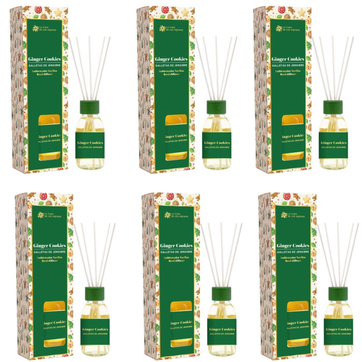 LA CASA DE LOS AROMAS X-MAS Patyczki zapachowe IMBIROWE CIASTECZKA 95 ml, pakiet 6 opakowań