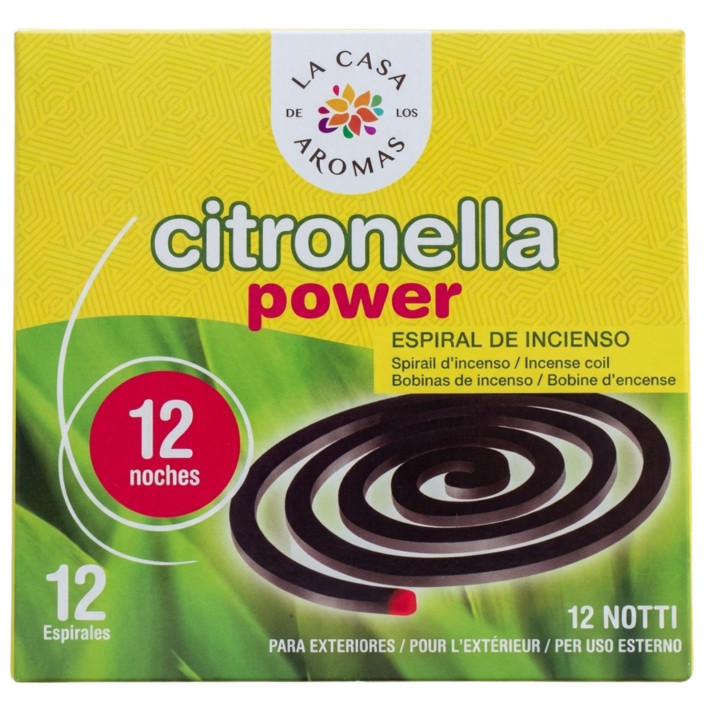 LA CASA DE LOS AROMAS CITRONELLA Spirala o zapachu TRAWY CYTRYNOWEJ, 12 szt. zapas
