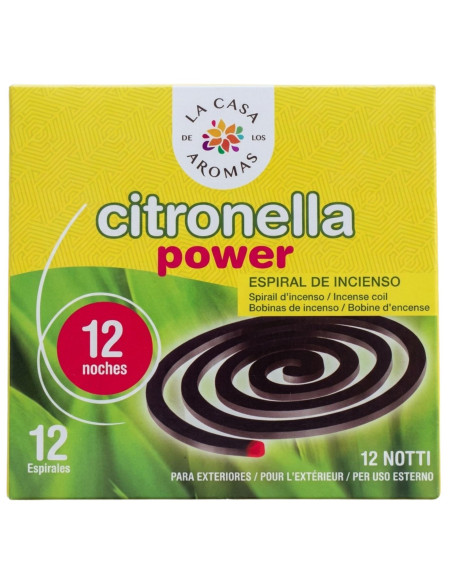 LA CASA DE LOS AROMAS CITRONELLA Spirala o zapachu TRAWY CYTRYNOWEJ, 12 szt. zapas