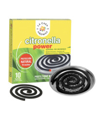 LA CASA DE LOS AROMAS CITRONELLA Spirala z podstawką metalową o zapachu TRAWY CYTRYNOWEJ, 10 szt