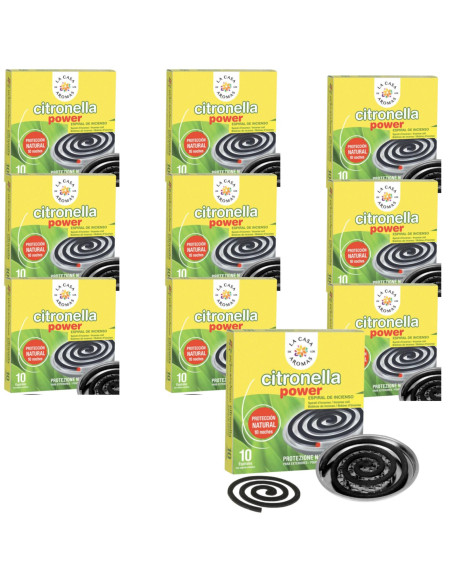LA CASA DE LOS AROMAS CITRONELLA Spirala z podstawką metalową o zapachu TRAWY CYTRYNOWEJ 10 szt, pakiet 10 opakowań