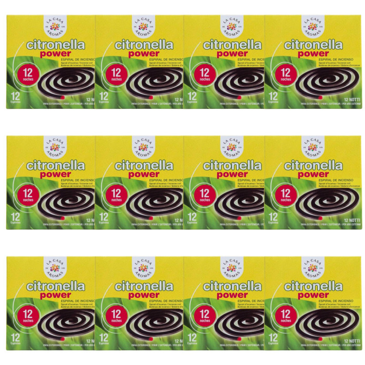 LA CASA DE LOS AROMAS CITRONELLA Spirala o zapachu TRAWY CYTRYNOWEJ, 12 szt. zapas, pakiet 12 opakowań