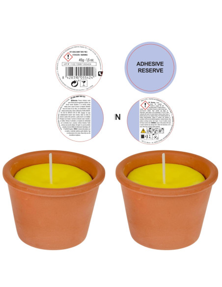 CITRONELLA Świeca zapachowa TRAWA CYTRYNOWA LA CASA DE LOS AROMAS 45 g, pakiet 2 szt