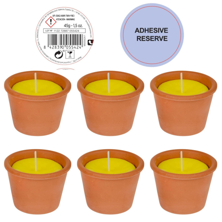 CITRONELLA Świeca zapachowa TRAWA CYTRYNOWA LA CASA DE LOS AROMAS 45 g, pakiet 6 szt