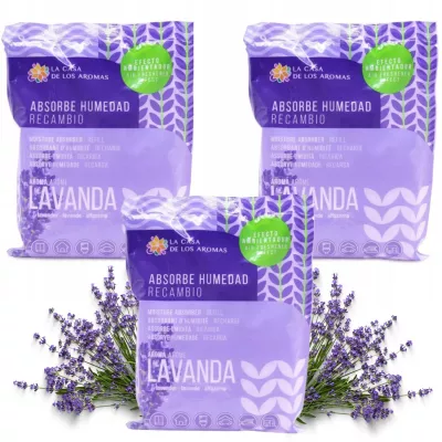 LA CASA DE LOS AROMAS Pochłaniacz wilgoci LAWENDA Zapas 300g, pakiet 3 szt.