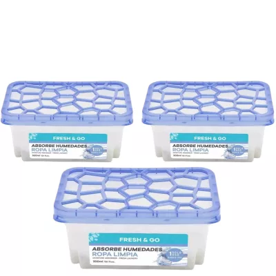 FRESH & GO Pochłaniacz wilgoci BAWEŁNA, pudełko 300 g, pakiet 3 szt