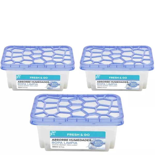 FRESH & GO Pochłaniacz wilgoci BAWEŁNA, pudełko 300 g, pakiet 3 szt