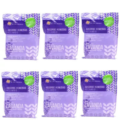 LA CASA DE LOS AROMAS Pochłaniacz wilgoci LAWENDA Zapas 300g, pakiet 6 szt.