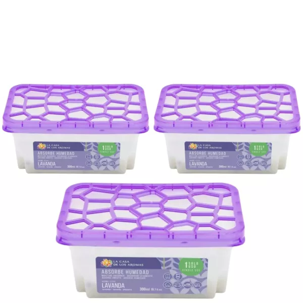 LA CASA DE LOS AROMAS Pochłaniacz wilgoci LAWENDA 300 ml, pakiet 3 szt.