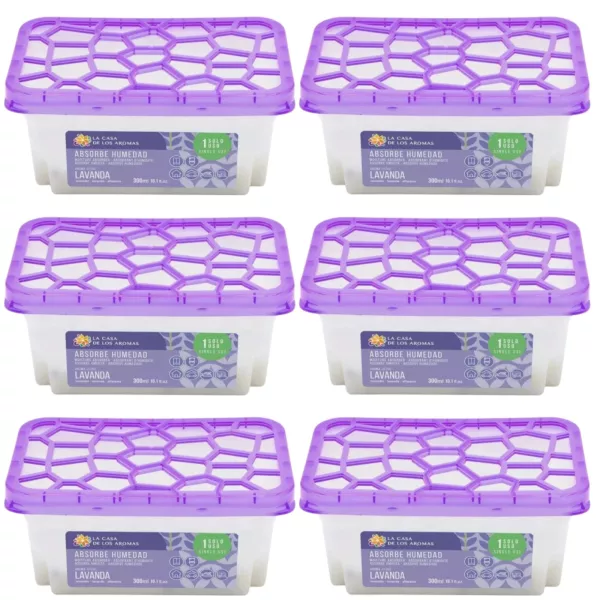 LA CASA DE LOS AROMAS Pochłaniacz wilgoci LAWENDA 300 ml, pakiet 6 szt.