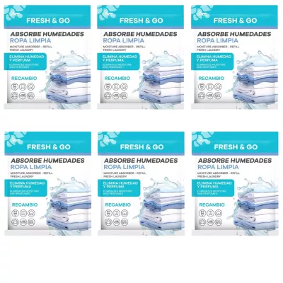 FRESH & GO Pochłaniacz wilgoci BAWEŁNA, wkład 300 g, pakiet 6 szt.