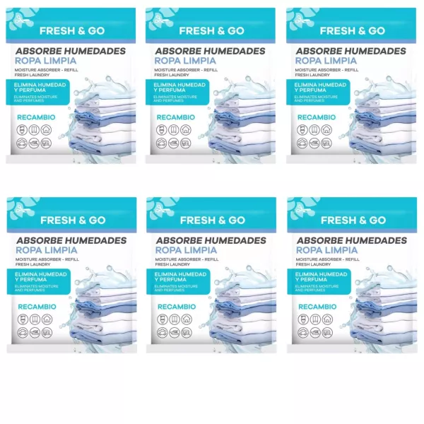 FRESH & GO Pochłaniacz wilgoci BAWEŁNA, wkład 300 g, pakiet 6 szt.