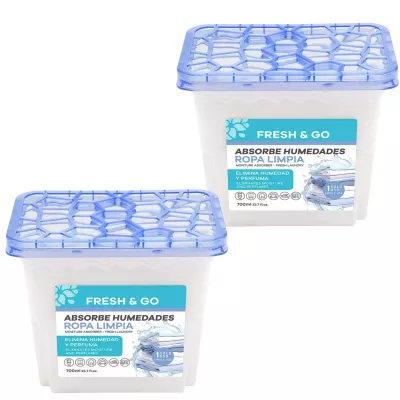 FRESH & GO Pochłaniacz wilgoci BAWEŁNA, pudełko 700 g, pakiet 2 szt.