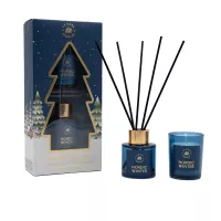 LA CASA DE LOS AROMAS X-MAS Zestaw świąteczny CYNAMON - ŚLIWKA patyczki zapachowe 50 ml + świeca 50 g