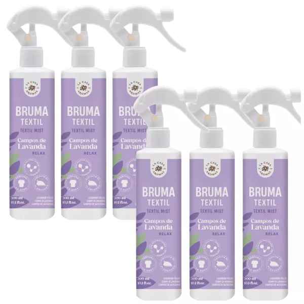 LA CASA DE LOS AROMAS Odświeżacz do tkanin, pościeli, dywanów, sof LAWENDA, 300 ml pakiet 6 szt