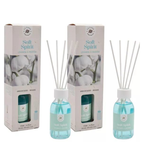 LA CASA DE LOS AROMAS BASIC Patyczki zapachowe DREWNO LAWENDOWE 95 ml, pakiet 2 opakowań