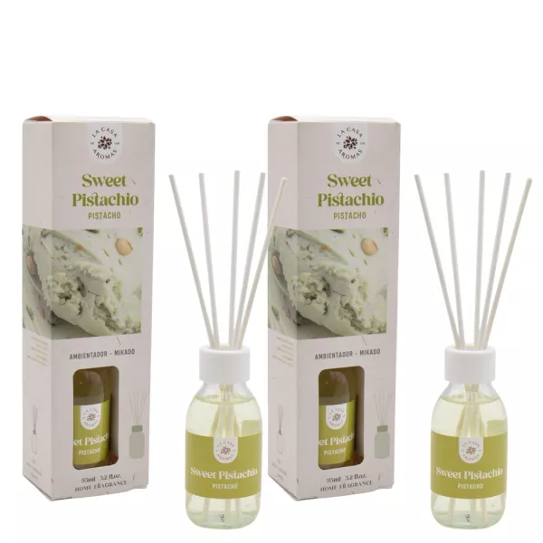 LA CASA DE LOS AROMAS BASIC Patyczki zapachowe SŁODKA PISTACJA 95 ml, pakiet 2 opakowań