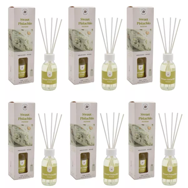 LA CASA DE LOS AROMAS BASIC Patyczki zapachowe SŁODKA PISTACJA 95 ml, pakiet 6 opakowań