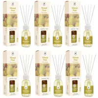 LA CASA DE LOS AROMAS BASIC Patyczki zapachowe GRUSZKA I BIAŁE KWIATY 95 ml, pakiet 6 opakowań